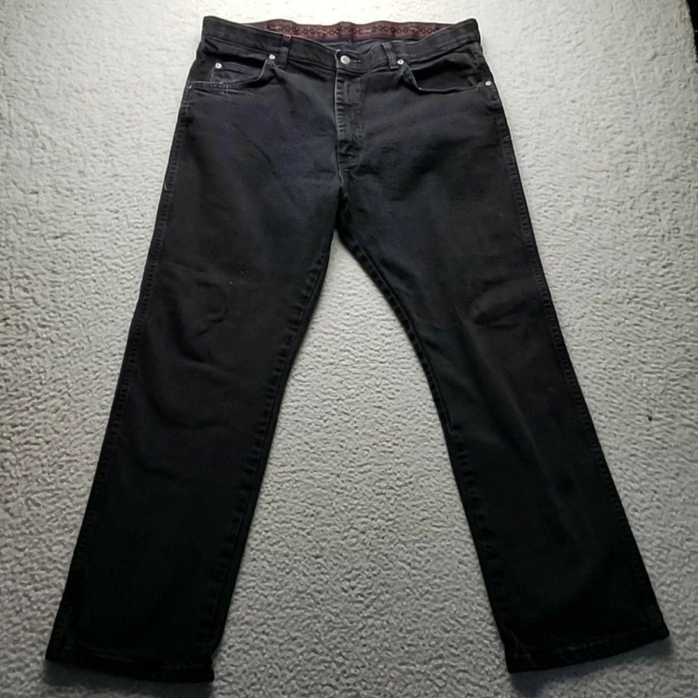 Wrangler 855SHCP Jeans Mens 38x29 Black Regular Fit Straight Stretch Denim Pants